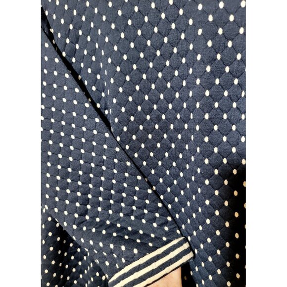 Boden Dress 14R Polka Dot Quilted 3/4 Sleeve Classic Stretch Pockets Knit Blue - Picture 5 of 16